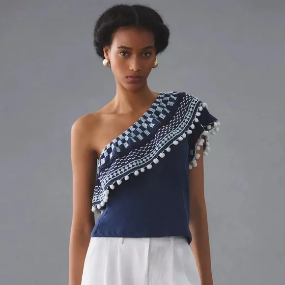 Anthropologie One Shoulder Ruffle Top - Picture 1 of 5